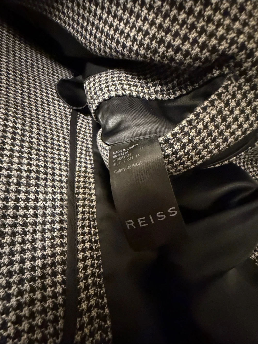 Reiss Black & White Houndstooth Blazer